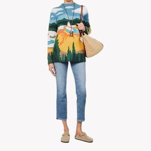 PAIGE Amber Straight Jeans in Sea Water Distressed